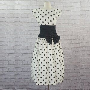 Vintage 80s Polka Dot Bow Dress